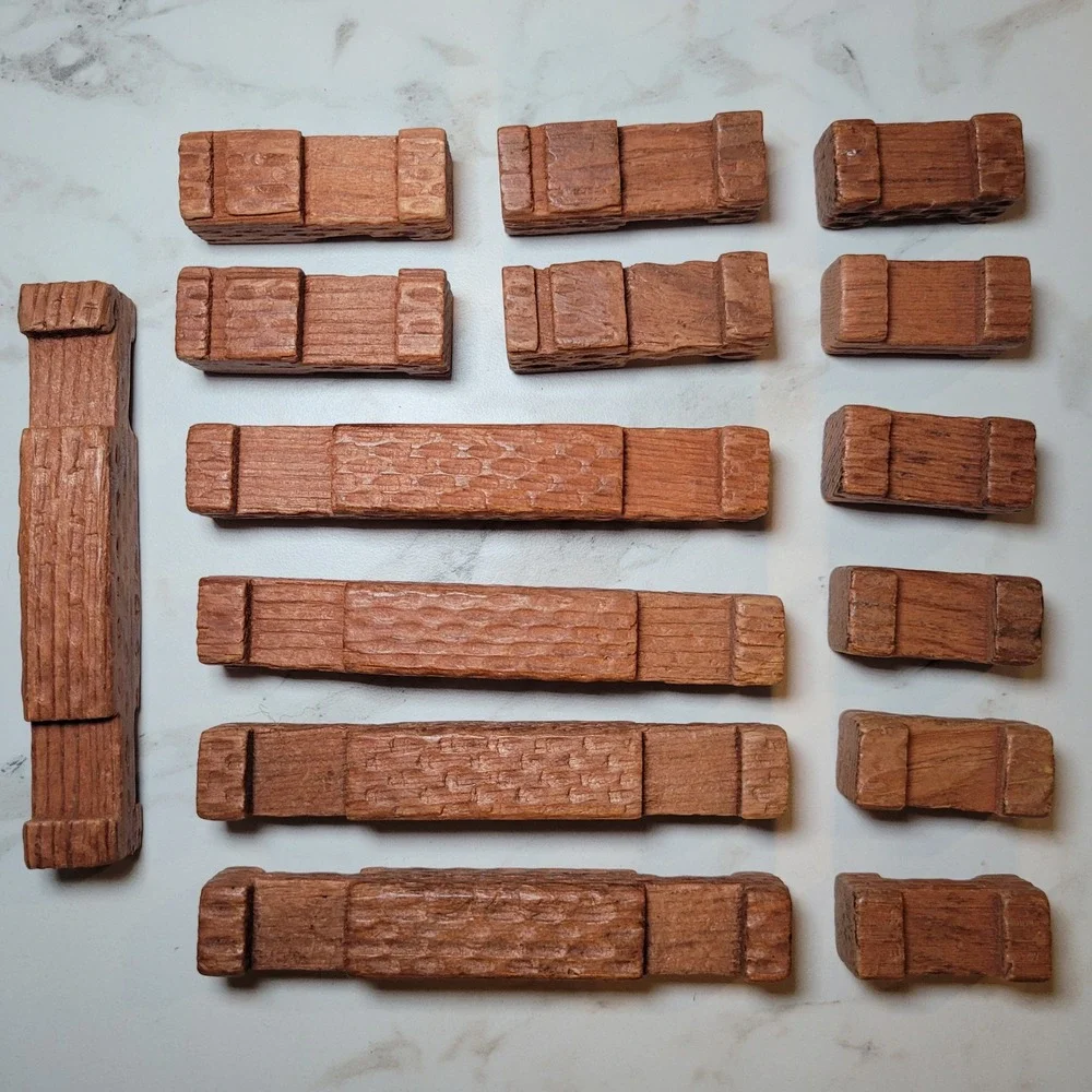 Halsam American Replacement Wood Pieces‎ Mixed Sizes Vintage Toy 15 Pcs Parts